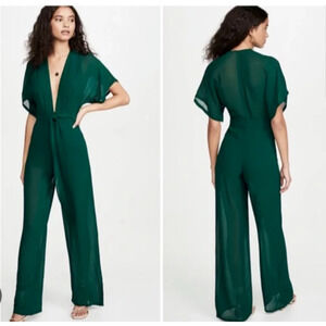Reformation New Tags Lemongrass Jumpsuit Romper Green *Missing Belt Sz 8 V Neck